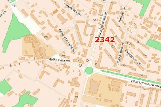 Схема рекламной плоскости по адресу Героїв Майдану вул., 55 - Канівська вул.