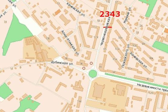 Схема рекламной плоскости по адресу Героїв Майдану вул., 55 - Канівська вул.