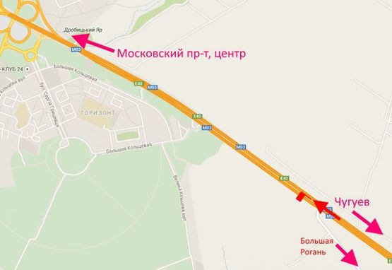 Схема рекламной плоскости по адресу Московский пр-т - Ростовская трасса возле АЗС ОККО 3(въезд в город)