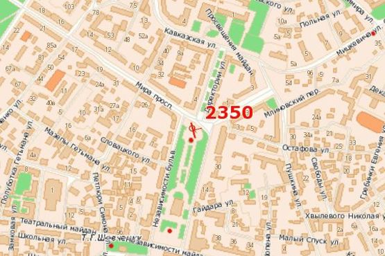 Схема рекламної площини за адресою Миру просп., 9