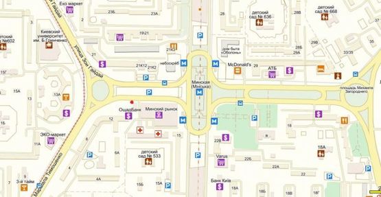 Схема рекламної площини за адресою Маршала Тимошенка, 14 (магазин Roshen)