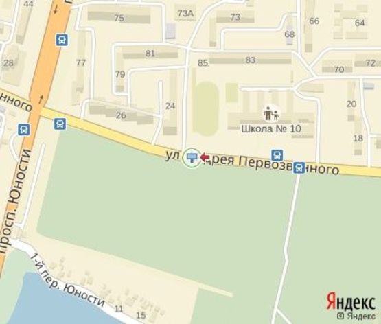 Схема рекламной плоскости по адресу Первозванного ул., 22 (300м до пр. Юности)