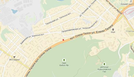 Схема рекламної площини за адресою Елены Телиги ул.57, направление к м.Дорогожичи,м.Шулявская