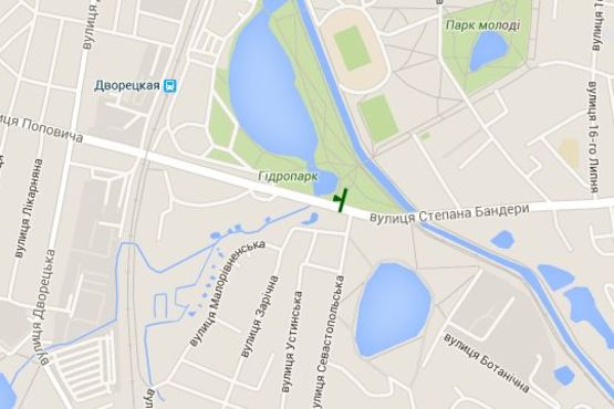 Схема рекламной плоскости по адресу Бандери Степана вул. - Севастопольська вул.