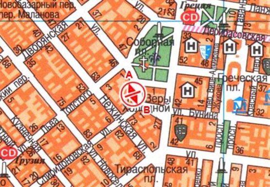 Схема рекламної площини за адресою Соборная ул., 14 - Спиридоновская ул., 2