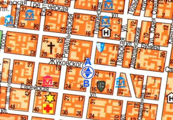 Схема рекламної площини за адресою Пушкинская ул. - Жуковского ул.,15