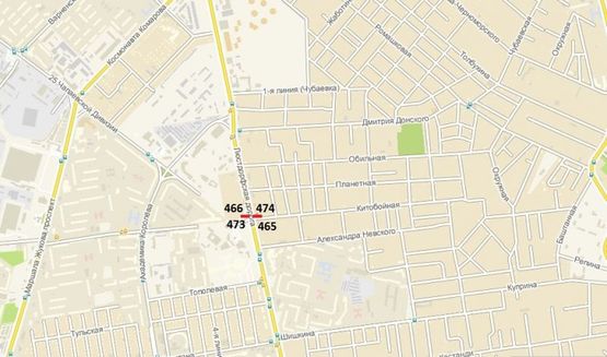 Схема рекламної площини за адресою 5 ст. Люстдорфской дор. - ул. Китобойная 110 (из города правый призма)