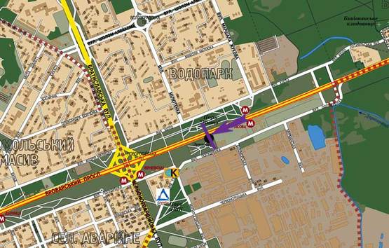 Схема рекламной плоскости по адресу пр.Броварской/ ст.м.Черниговская напр.центр
