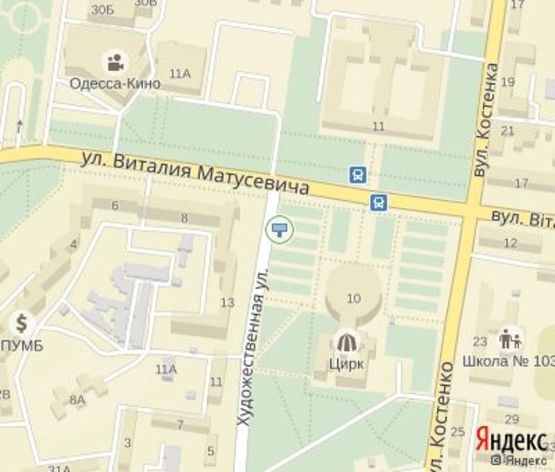 Схема рекламной плоскости по адресу Художественная ул., 13 - Матусевича ул.(цирк)