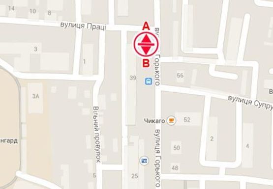 Схема рекламной плоскости по адресу Горького ул. - Труда ул.