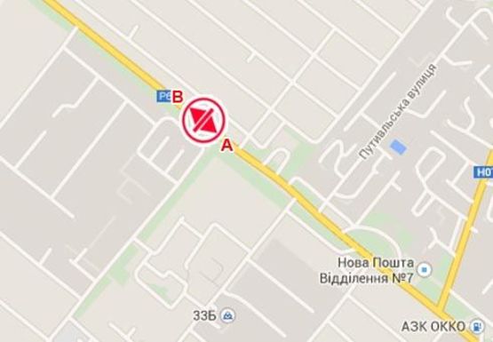 Схема рекламной плоскости по адресу Белопольское шоссе ул.