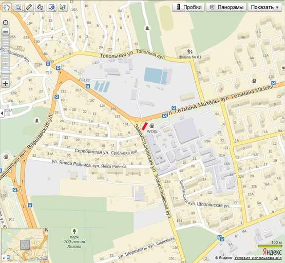 Схема рекламной плоскости по адресу Замарстинівська -Мазепи ( середній) заправка WOG