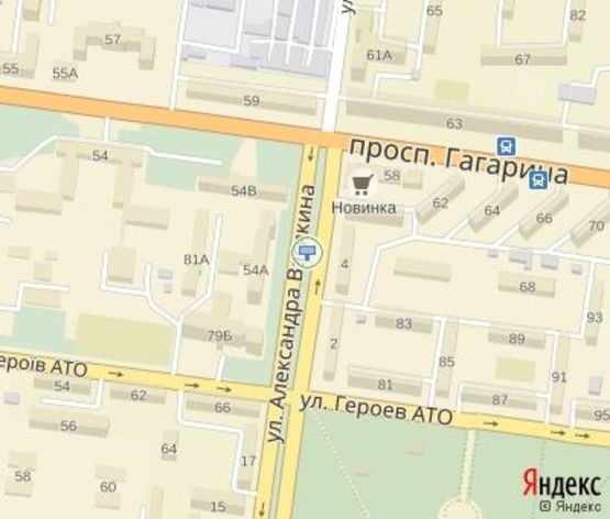 Схема рекламной плоскости по адресу Васякина ул., 4, разделитель, дв-е к Соборности ул.