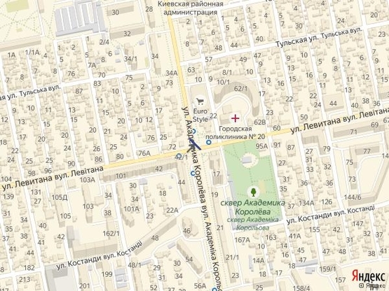 Схема рекламної площини за адресою Королева-Левитана