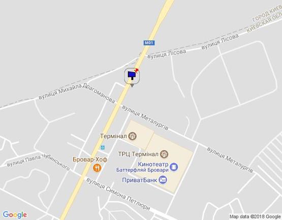 Схема рекламной плоскости по адресу м.Бровари, вул.Київська, напроти кафе "У лісі", поворот на вул. Металургів