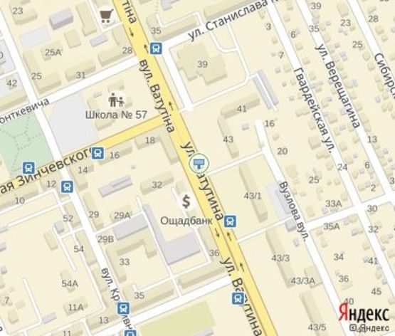 Схема рекламной плоскости по адресу Ватутина ул. - Зинчевского ул., 18, разделитель (ТЦ "Фокстрот", ТЦ "Фуршет"), дв-е к 44 кв.