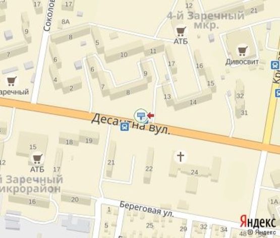 Схема рекламной плоскости по адресу мкр. 4-й Заречный, 8 (ост. "Школа милиции"), дв-е к Десантная ул.