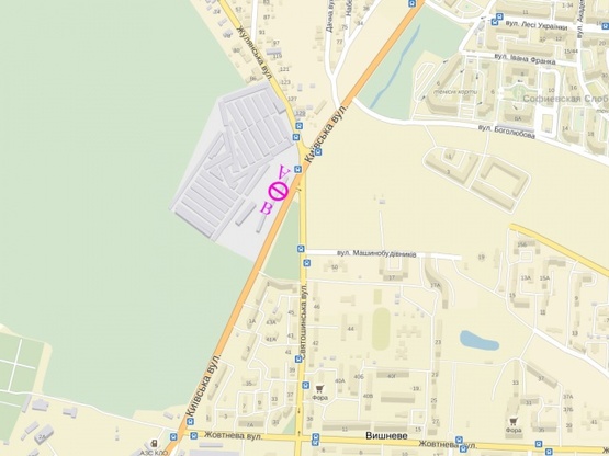 Схема рекламної площини за адресою ул. Киевская