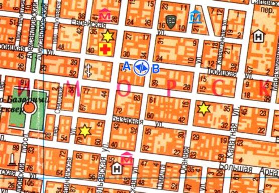 Схема рекламной плоскости по адресу Троицкая ул., 27 - Пушкинская, 36