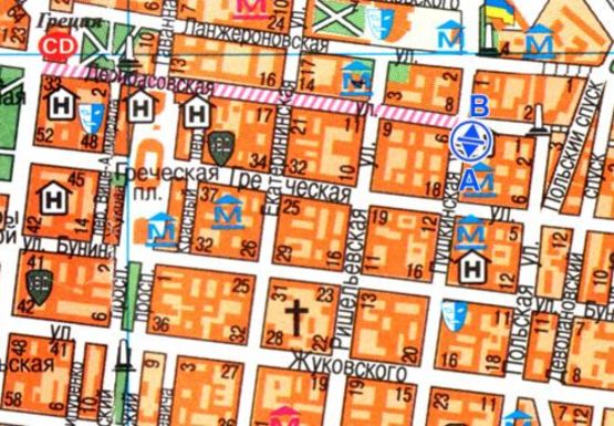 Схема рекламної площини за адресою Пушкинская ул., 5