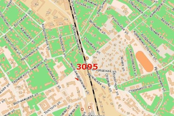 Схема рекламной плоскости по адресу Привокзальна вул. - Вовчинецька вул. (мегамаркет "Фаворит")