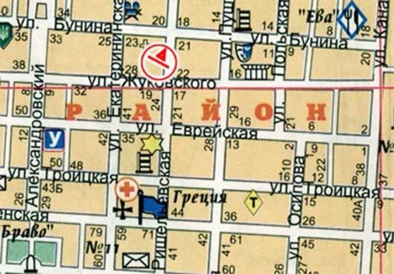 Схема рекламної площини за адресою Ришельевская ул., 20 - Бунина ул.