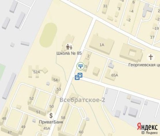 Схема рекламної площини за адресою мкр. Всебратское - 2/65 (гост. "Братислава")