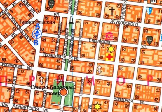 Схема рекламной плоскости по адресу Преображенская ул., 31- Тираспольская ул., остановка