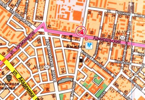 Схема рекламної площини за адресою Краснова ул.- Адмиральский пр., 34