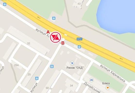 Схема рекламної площини за адресою Харьковская пер. - СКД ул.