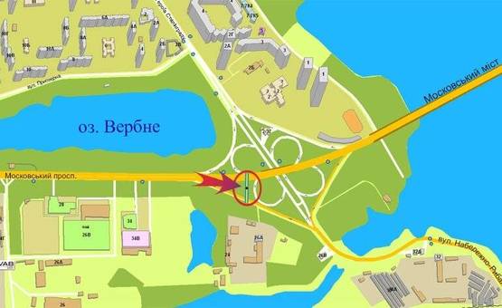 Схема рекламной плоскости по адресу Кр.Казаков/Московский мост (правый) (А)