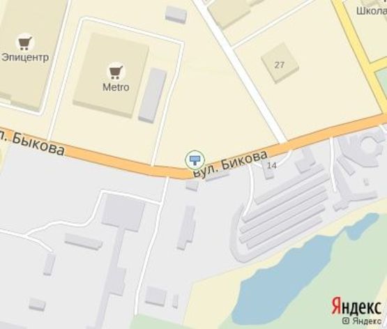 Схема рекламної площини за адресою Быкова ул., 31 (ТЦ "Метро"), направление к Поля пл.