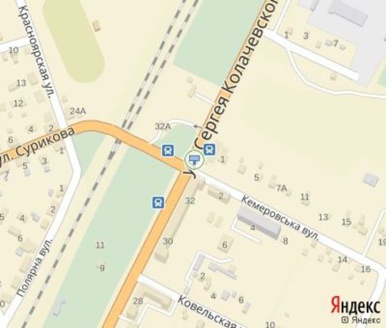 Схема рекламной плоскости по адресу Колачевского ул., 32 (ост. "Сурикова"),  дв-е к ст. Роковатая