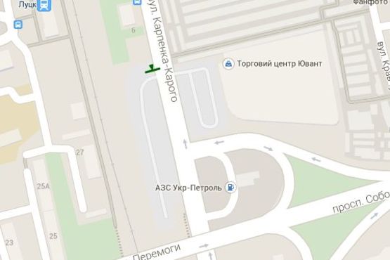 Схема рекламной плоскости по адресу Карпенка-Карого вул. - Соборності просп.