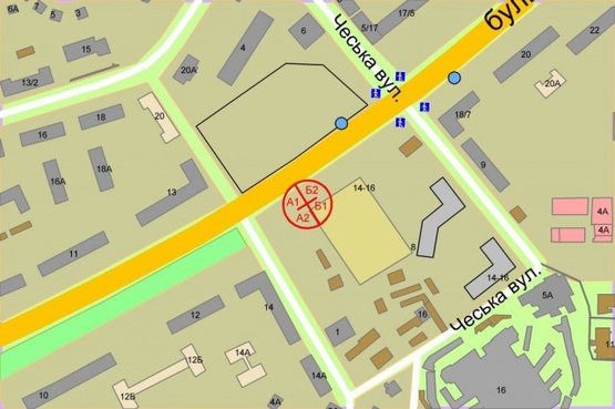 Схема рекламної площини за адресою Дружбы Народов бульвар, 16 (супермаркет NOVUS)