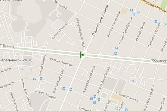 Схема рекламной плоскости по адресу Леніна просп. - Пушкінська вул., (призма) (ліва)