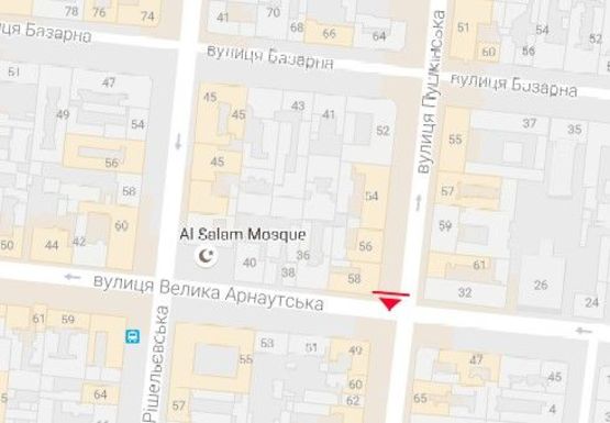 Схема рекламной плоскости по адресу Пушкинская ул., 58 - Б. Арнаутская ул.