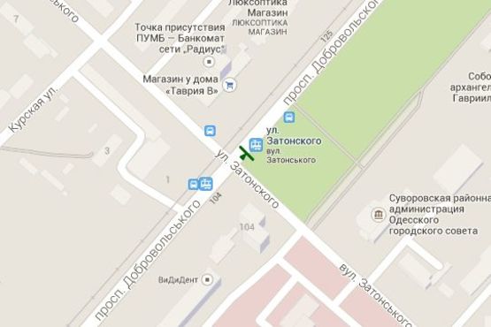 Схема рекламной плоскости по адресу Добровольського просп. - Затонського вул.