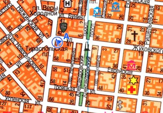 Схема рекламной плоскости по адресу Жуковского ул., 45 - Тираспольская пл.