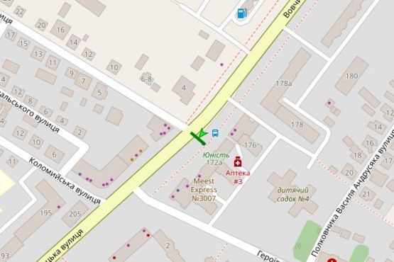 Схема рекламной плоскости по адресу Вовчинецька вул., 174 (права)