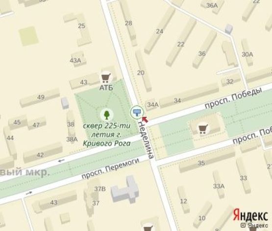 Схема рекламной плоскости по адресу Неделина ул. - Победы пр., 34, мкр. Ингулец