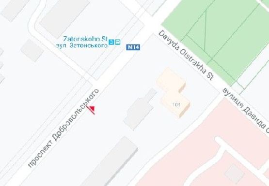 Схема рекламної площини за адресою Добровольского ул., 102