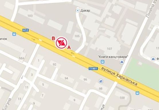 Схема рекламной плоскости по адресу Харьковская ул., 105