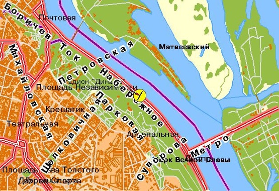 Схема рекламной плоскости по адресу Набережное шоссе, от Почтовой пл. к мосту Метро