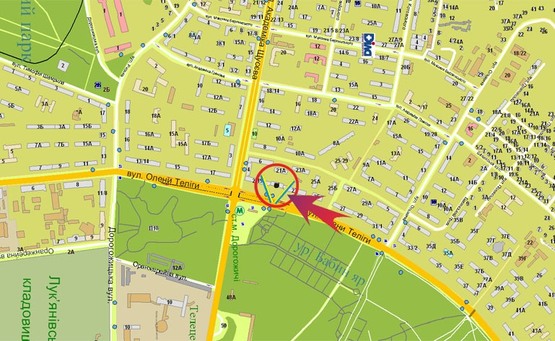 Схема рекламной плоскости по адресу О.Телиги/ст.метро "Дорогожичи"(А)