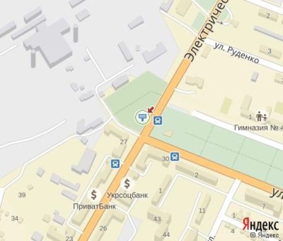 Схема рекламної площини за адресою Сичеславская ул.- Электрическая ул., 2 (ост."КРЭС"),   к Фукса ул.