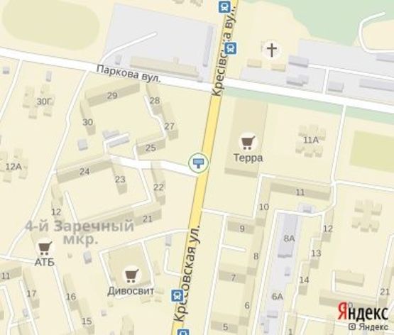 Схема рекламной плоскости по адресу мкр. 5-й Заречный, 5 (ост. "5-й Заречный", ТК " Дывоцвит")