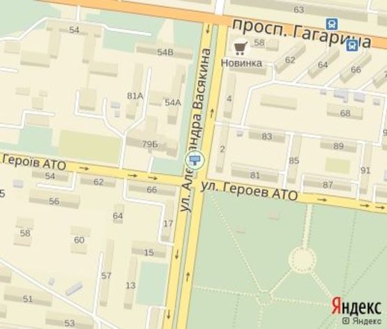 Схема рекламної площини за адресою Васякина ул.,2 - Героев АТО ул., 79-б, дв-е к Соборности ул.