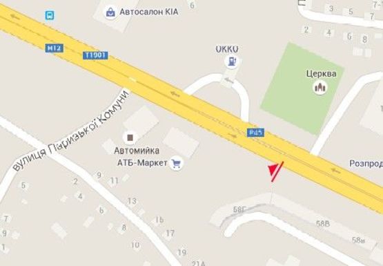 Схема рекламної площини за адресою Харьковская ул., 58