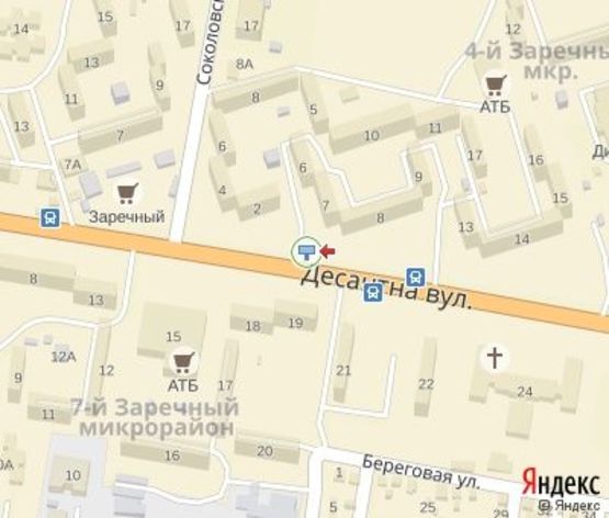 Схема рекламной плоскости по адресу мкр. 7-й Заречный, 6 - Соколовская ул., 2, дв-е к Десантная ул.